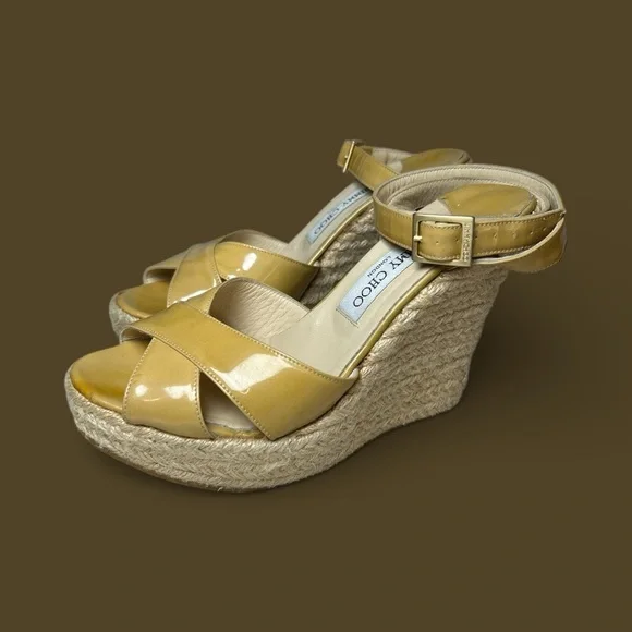 Jimmy Choo Mustard Wedge Sandals - Picture 4 of 9